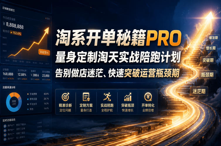 淘系开单秘籍PRO，量身定制淘天实战陪跑计划，告别做店迷茫、快速突破运营瓶颈期(更新260823)-创薯资源