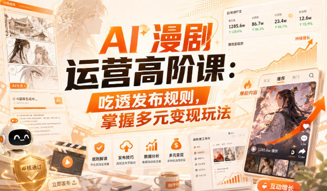 AI漫剧运营高阶课：吃透发布规则，掌握多元变现玩法-创薯资源