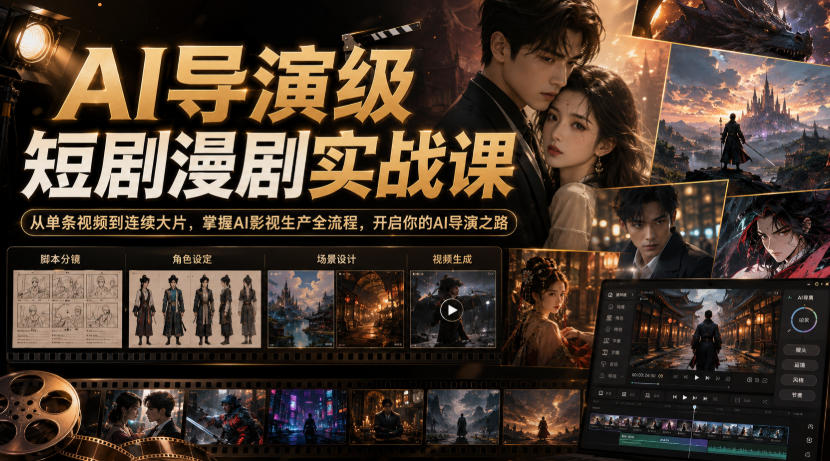 AI导演级短剧漫剧实战课，从单条视频到连续大片，掌握AI影视生产全流程，开启你的AI导演之路!-创薯资源