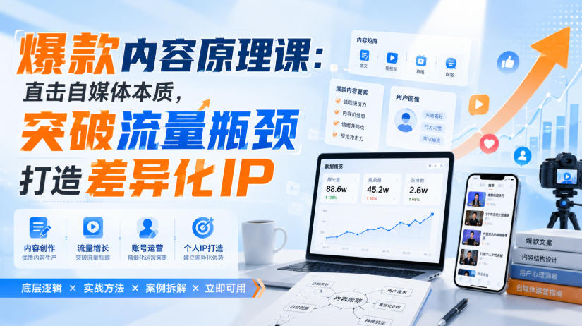 爆款内容原理课：直击自媒体本质，突破流量瓶颈打造差异化IP-创薯资源