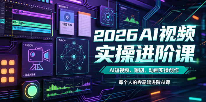 2026AI视频实操进阶课，AI短视频、短剧、动画实操创作，每个人的零基础进阶ai课(更新0825)-创薯资源