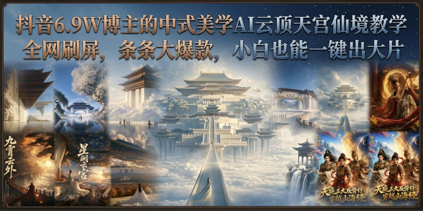 抖音6.9W博主的中式美学AI云顶天宫仙境教学，全网刷屏，条条大爆款，小白也能一键出大片-创薯资源