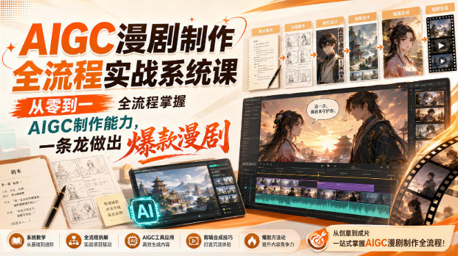 AIGC漫剧制作全流程实战系统课，从零到一全流程掌握AIGC制作能力，一条龙做出爆款漫剧-创薯资源