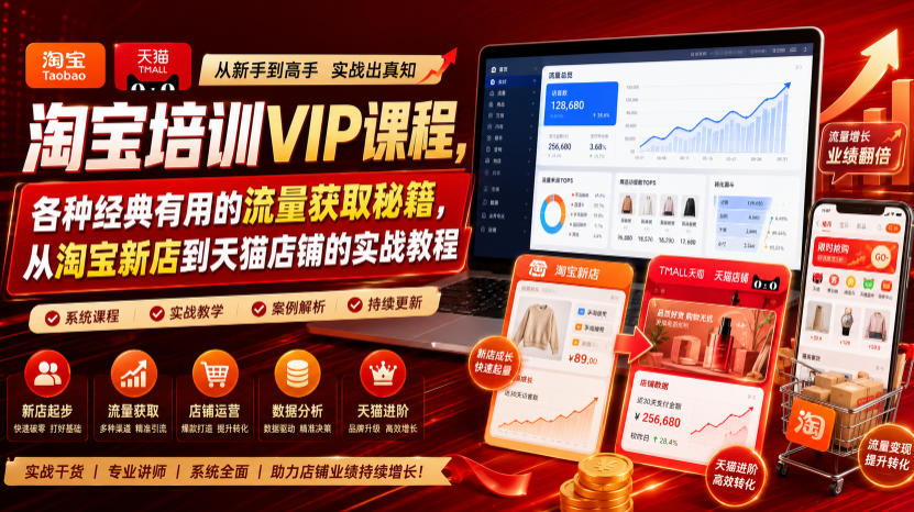 淘宝培训VIP课程，各种经典有用的流量获取秘籍，从淘宝新店到天猫店铺的实战教程(更新08月20日)-创薯资源