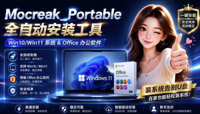 Mocreak全自动安装office和win10、win11系统，告别U盘装系统，使用安全可靠-创薯资源