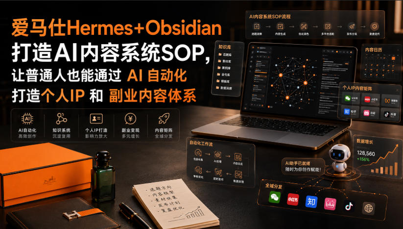 爱马仕Hermes+Obsidian打造AI内容系统SOP，让普通人也能通过 AI 自动化打造个人IP 和 副业内容体系-创薯资源