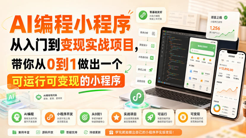 AI编程小程序从入门到变现实战项目，带你从0到1做出一个可运行可变现的小程序-创薯资源