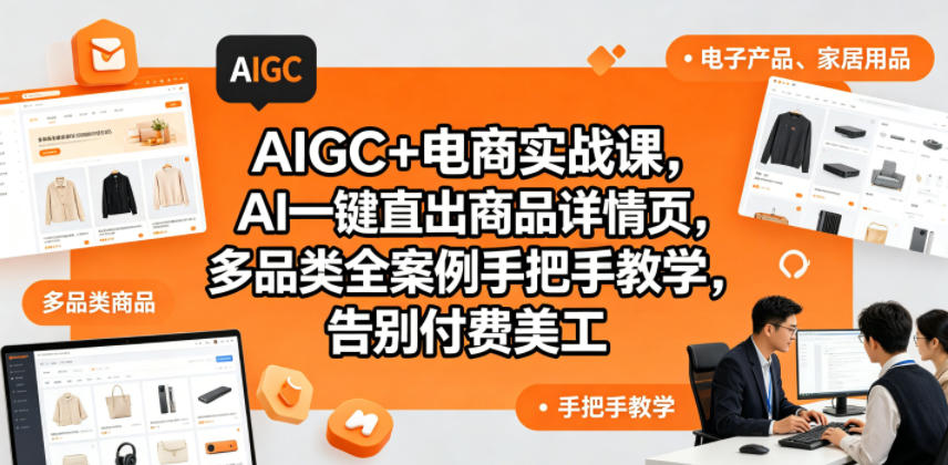 AIGC+电商实战课，AI一键直出商品详情页，多品类全案例手把手教学，告别付费美工(更新0820)-创薯资源