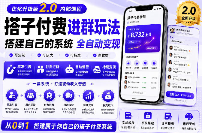 搭建群系统实战项目玩法，搭建整套付费进群系统，实现全天被动收益-创薯资源