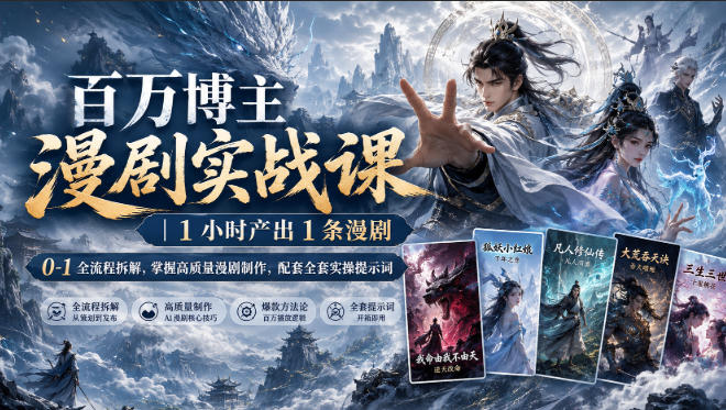 百万博主漫剧实战课｜1小时产出1条漫剧，0‑1全流程拆解，掌握高质量漫剧制作，配套全套实操提示词-创薯资源