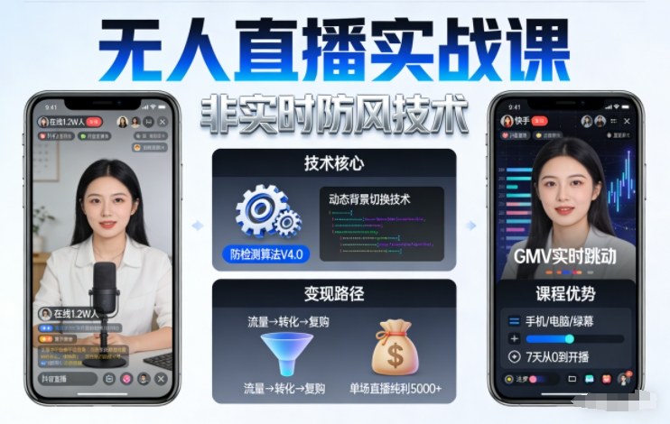宝子哥无人直播实战课，非实时防风技术，聚焦抖音快手等平台直播带货，轻松开启直播变现之路(更新2026年08月18日)-创薯资源