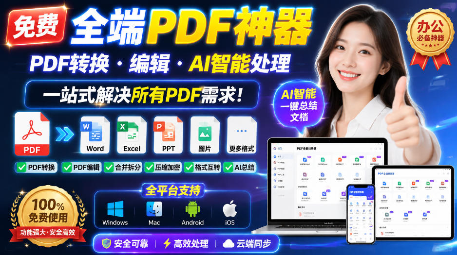 免费全端PDF神器，PDF转换·编辑·AI智能处理，一站式解决所有PDF需求!-创薯资源