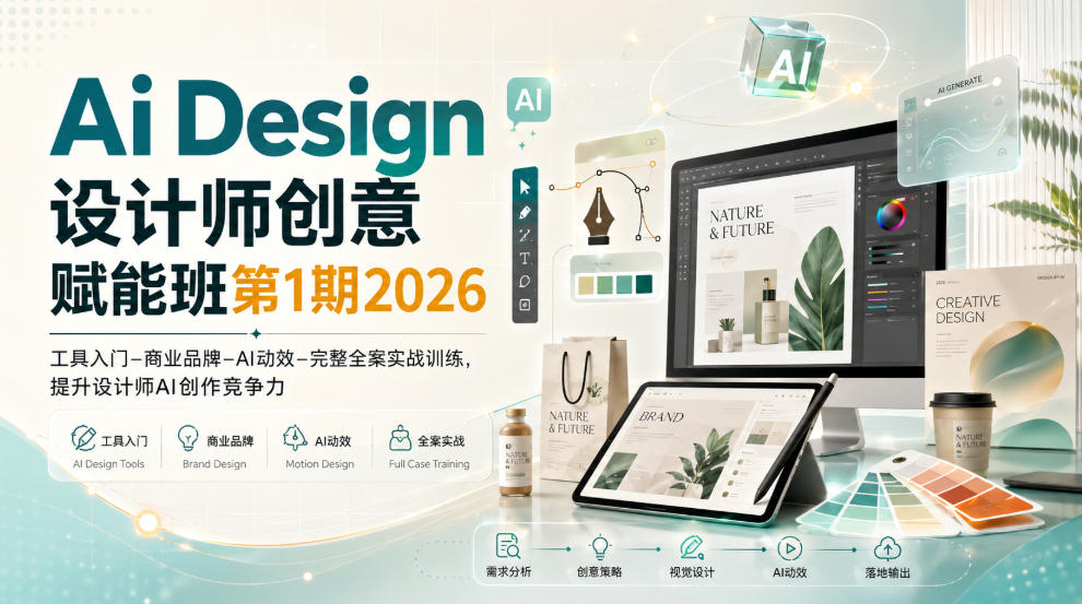 Ai Design设计师创意赋能班第1期2026｜工具入门‑商业品牌‑AI动效‑完整全案实战训练，提升设计师AI创作竞争力-创薯资源