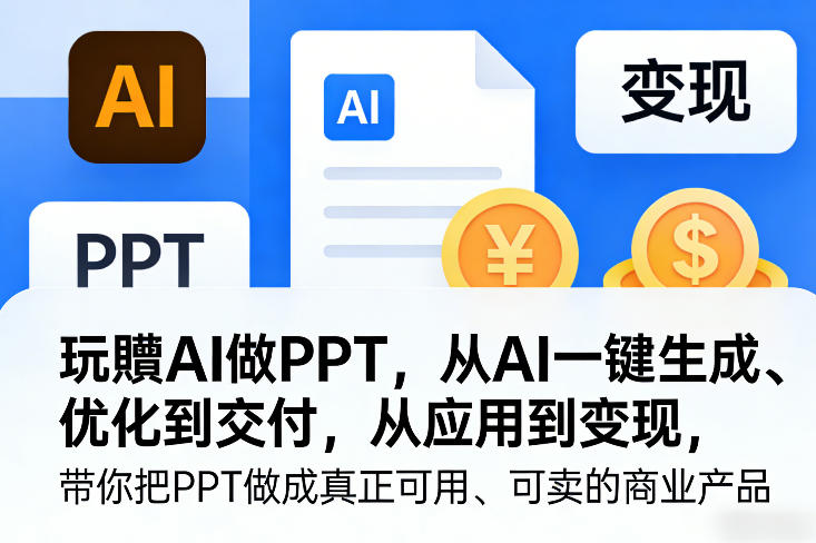 玩賺AI做PPT，从AI一键生成、优化到交付，从应用到变现，带你把PPT做成真正可用、可卖的商业产品(更新0904)-创薯资源