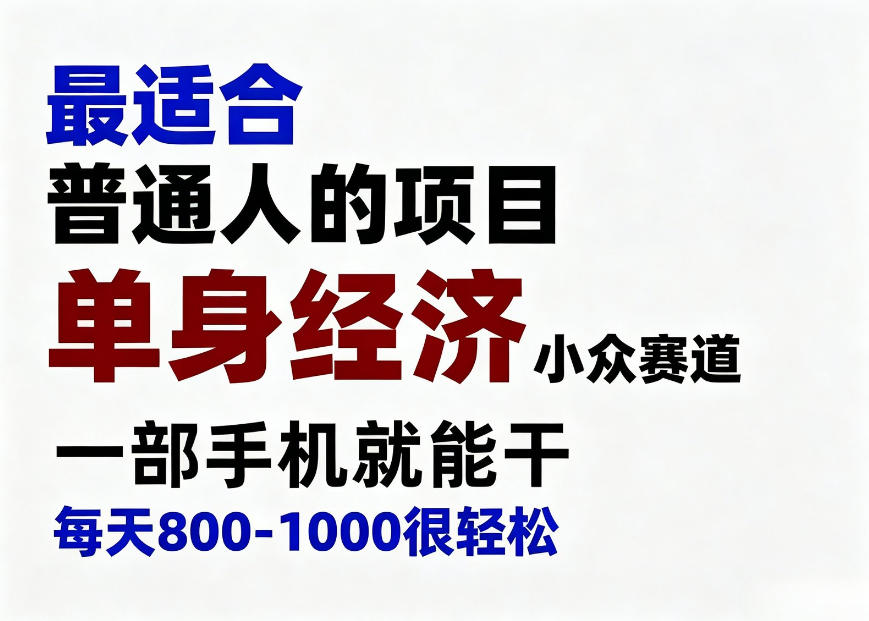 身经济小众赛道，一部手机就能干，每天搞个800-1000很轻松，最适合普通人的项目【揭秘】-创薯资源