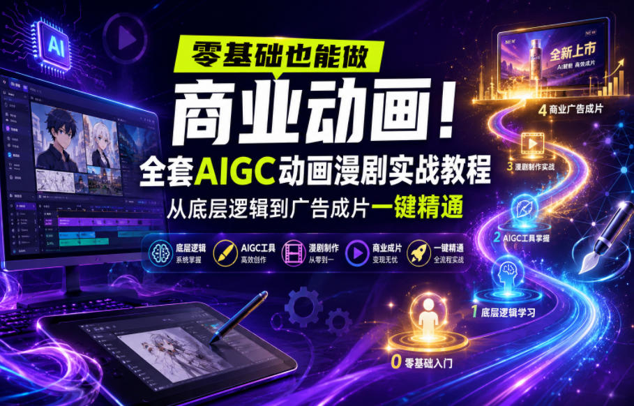 零基础也能做商业动画！全套AIGC动画漫剧实战教程，从底层逻辑到广告成片一键精通(更新0905)-创薯资源