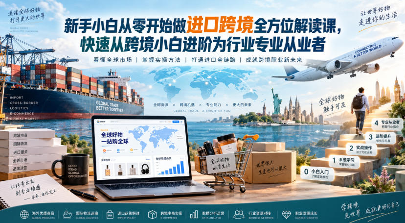 新手小白从零开始做进口跨境全方位解读课，快速从跨境小白进阶为行业专业从业者-创薯资源
