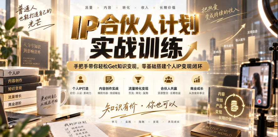 IP合伙人计划实战训练，手把手带你轻松Get知识变现，零基础搭建个人IP变现闭环(更新260908)-创薯资源