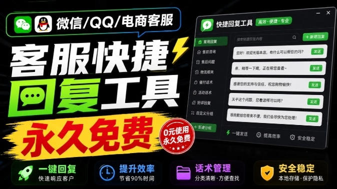 微信/QQ/电商客服快捷回复工具，支持多平台话术库与一键发送，永久免费，使用简单！易歪歪-创薯资源