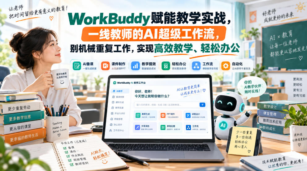 WorkBuddy赋能教学实战，一线教师的AI超级工作流，别机械重复工作，实现高效教学、轻松办公-创薯资源