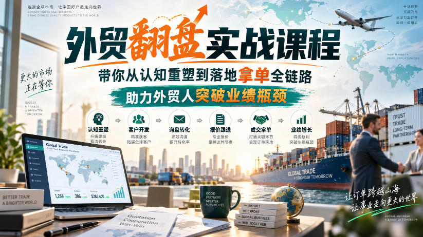 外贸翻盘实战课程，带你从认知重塑到落地拿单全链路，助力外贸人突破业绩瓶颈-创薯资源