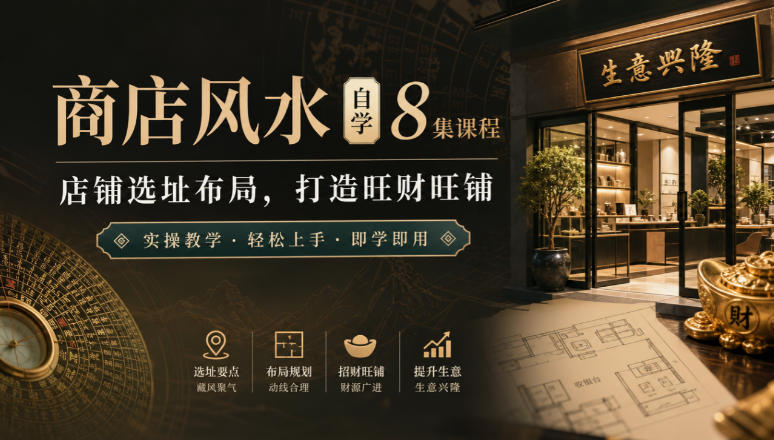 商店风水自学8集课程｜店铺选址布局，打造旺财旺铺实操教学-创薯资源