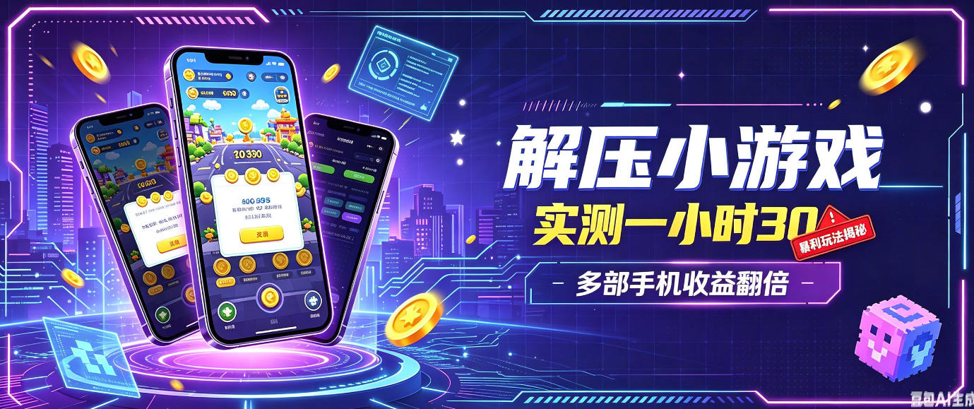 小游戏全流程玩法，实测一小时搞30，简单无脑解压，当天做当天就能看到进账，直接冲就行【揭秘】-创薯资源