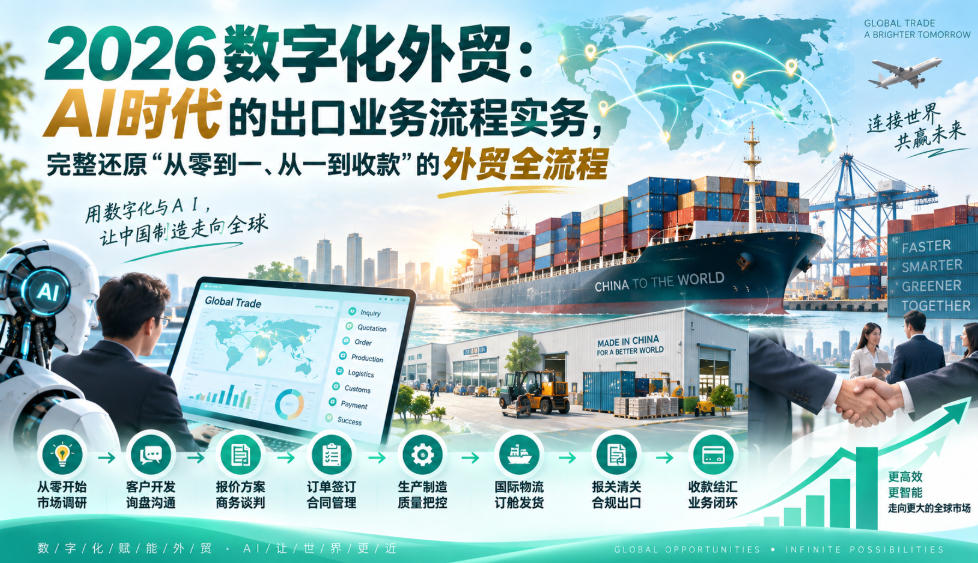 2026数字化外贸：AI时代的出口业务流程实务，完整还原”从零到一、从一到收款”的外贸全流程-创薯资源