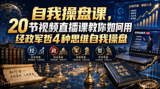 【无水印】自我操盘课，20节视频直播课教你如何用经政军哲4种思维自我操盘(更新0924)-创薯资源