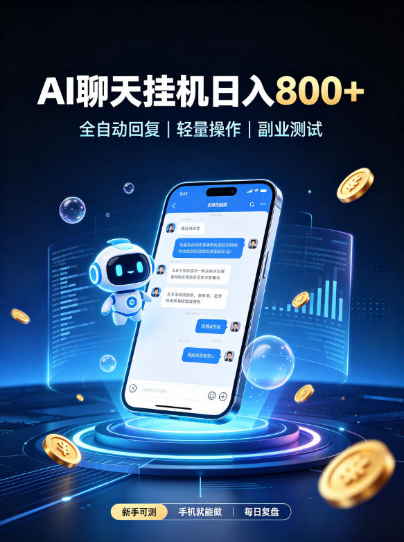 AI聊天挂G项目，日入800➕，全自动操作，适用个人副业，支持工作室矩阵操作【揭秘】-创薯资源