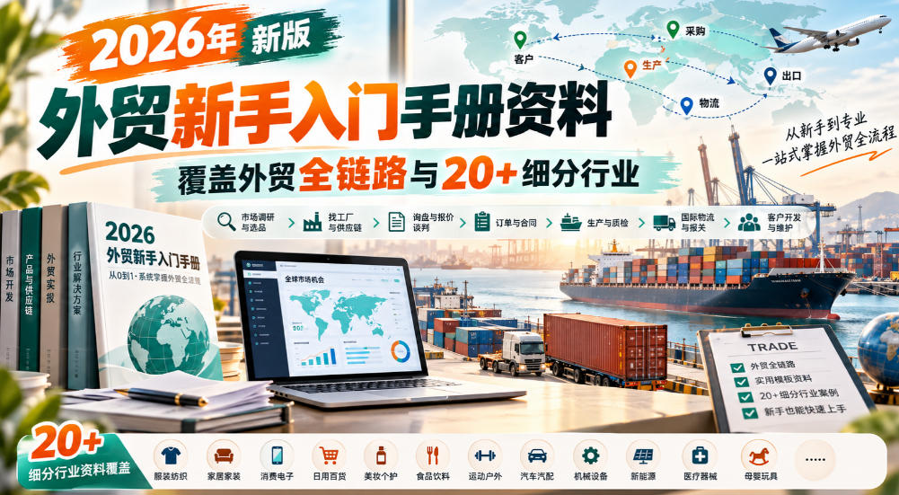 2026年新版外贸新手入门手册资料，覆盖外贸全链路与20+细分行业-创薯资源