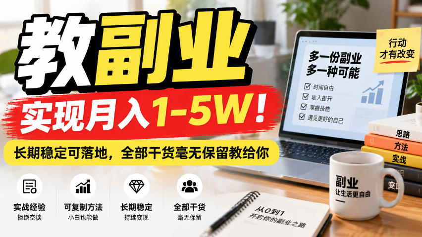 “教副业”实现月入1-5W！长期稳定可落地，全部干货毫无保留教给你【揭秘】-创薯资源