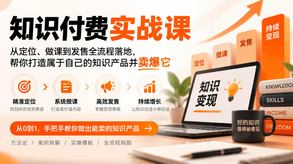 知识付费实战课：从定位、做课到发售全流程落地，帮你打造属于自己的知识产品并卖爆它-创薯资源