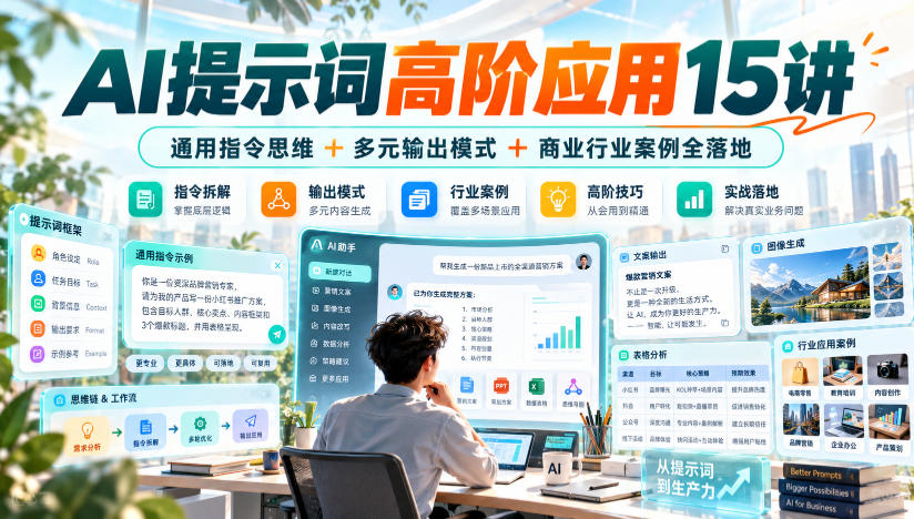 AI提示词高阶应用15讲｜通用指令思维+多元输出模式+商业行业案例全落地-创薯资源