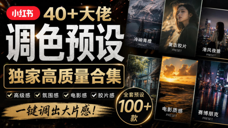 独家高质量调色素材合集！精选小红书40+多位网红婚礼/人像/风光摄影师的预设，按姓名整理，建议收藏！-创薯资源