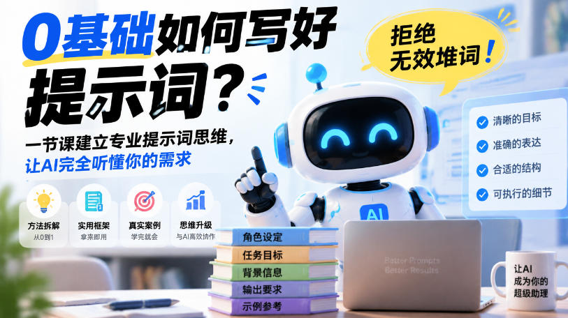 0基础如何写好提示词，拒绝无效堆词！一节课建立专业提示词思维，让AI完全听懂你的需求-创薯资源