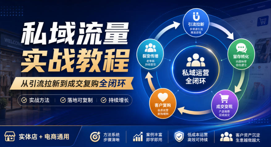 私域流量实战教程，从引流拉新到成交复购全闭环，实体店电商通用-创薯资源