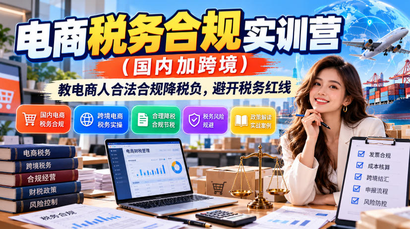 电商税务合规实训营(国内加跨境)，教电商人合法合规降税负，避开税务红线-创薯资源