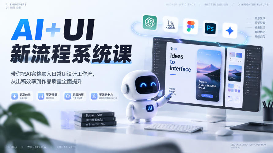 【无水印】AI+UI新流程系统课，带你把AI完整融入日常UI设计工作流，从出稿效率到作品质量全面提升(2026第4期)-创薯资源