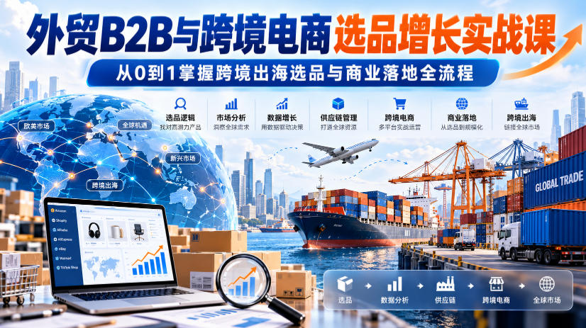 外贸B2B与跨境电商选品增长实战课，从0到1掌握跨境出海选品与商业落地全流程-创薯资源