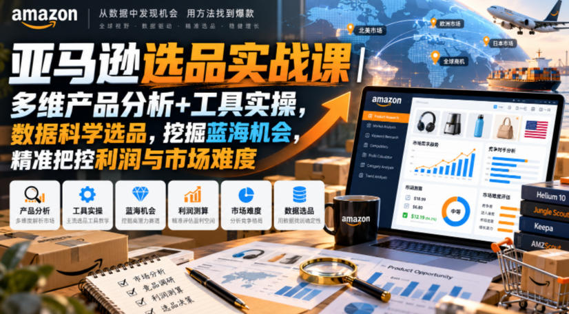 亚马逊选品实战课｜多维产品分析+工具实操，数据科学选品，挖掘蓝海机会，精准把控利润与市场难度-创薯资源