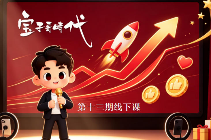 宝子哥抖音直播第13期VIP线下课9月5-6日，26年最值得看的直播课程，快速突破直播间流量瓶颈，打造高效起号闭环-创薯资源