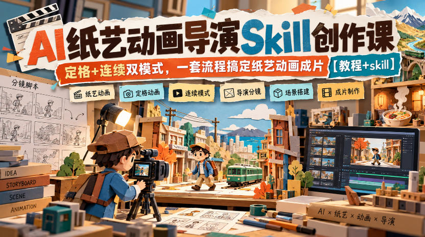 AI纸艺动画导演Skill创作课｜定格+连续双模式，一套流程搞定纸艺动画成片【教程+skill】-创薯资源
