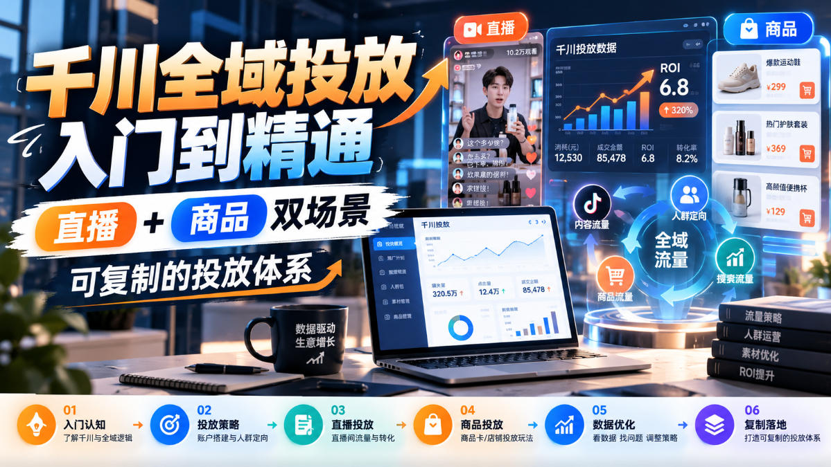 千川全域投放入门到精通，直播+商品双场景，可复制的投放体系-创薯资源