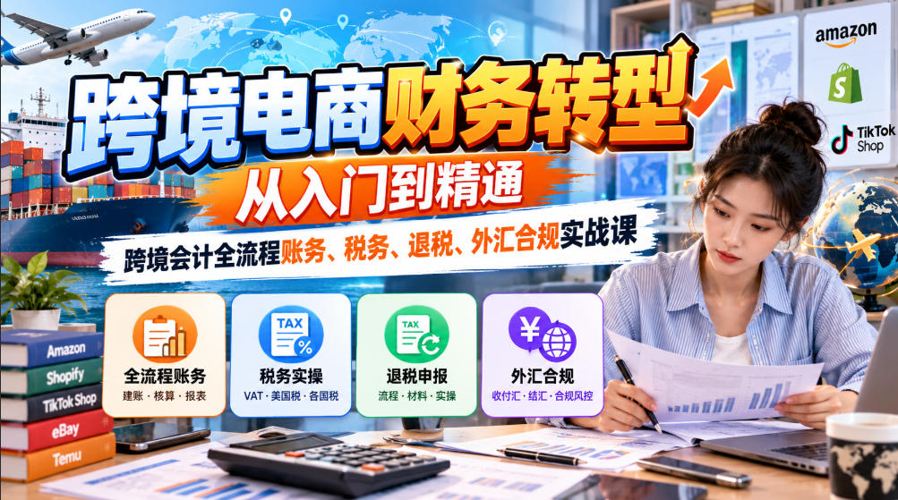 跨境电商财务转型：从入门到精通｜跨境会计全流程账务、税务、退税、外汇合规实战课-创薯资源