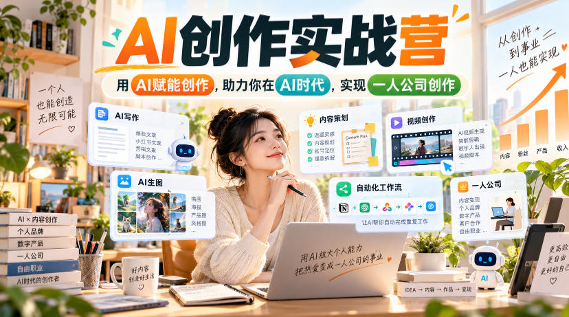 AI创作实战营，用AI赋能创作，助力你在AI时代，实现一人公司创作(更新)-创薯资源