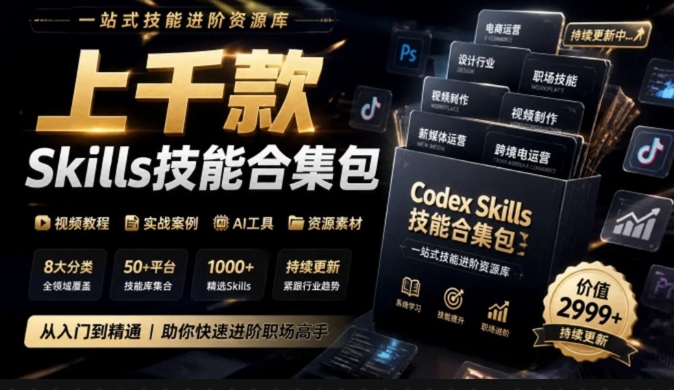 真值得收藏了，这次！上千款AI Skills技能直接被人打包好了，给AI工具备下了一整间技能商店-创薯资源