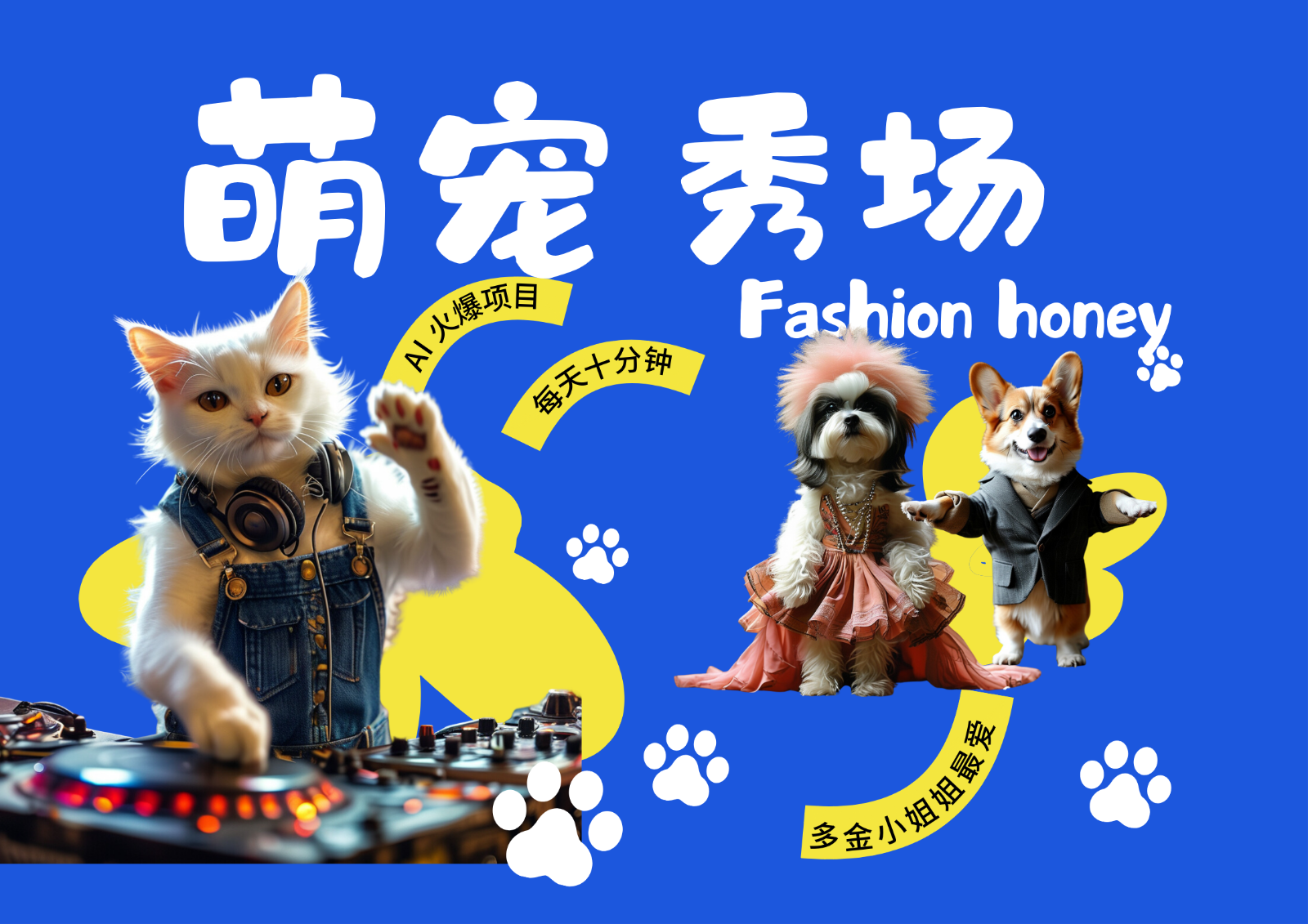 酷飒动物跳舞走秀 时尚喵FASHION汪 多金小姐姐最爱的 轻松月入破W-创薯资源