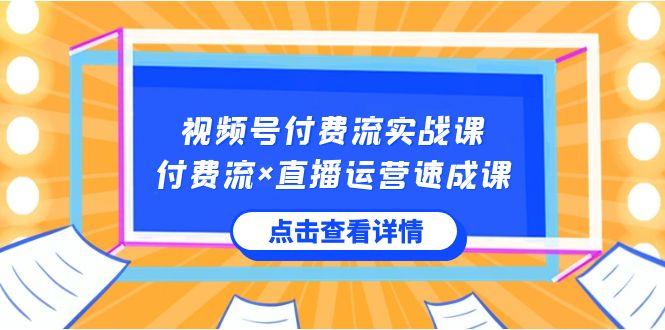 视频号付费流实战课，付费流×直播运营速成课，让你快速掌握视频号核心运营技能-创薯资源
