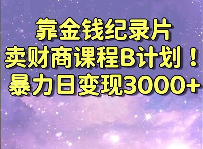 靠金钱纪录片卖财商课程B计划！暴力日变现3000+，喂饭式干货教程！-创薯资源